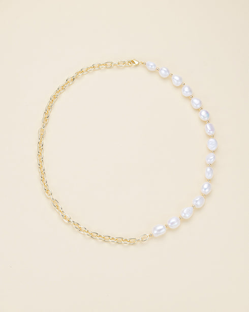 White Baroque Freshwater Pearl Chain Necklace